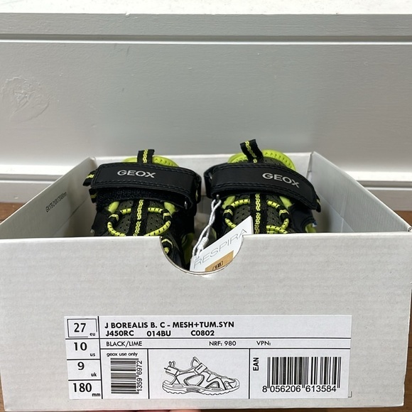NWB Geox Borealis Closed toe mesh sandals black line size toddler 10 - Picture 8 of 8